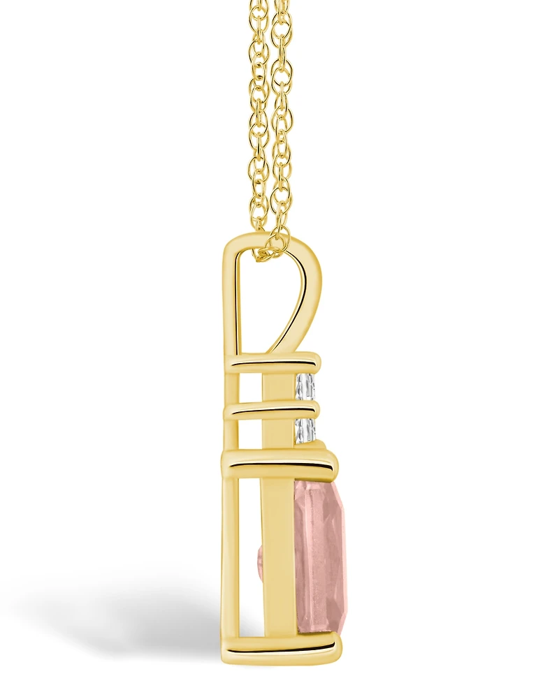 Macy's Morganite (1-3/8 Ct. T.w.) and Diamond (1/10 Ct. T.w.) Pendant Necklace in 14K Yellow Gold
