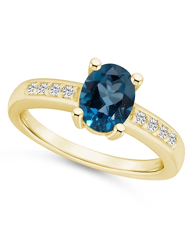 Macy's London Blue Topaz and Diamond Ring (1-5/8 ct.t.w 1/8 ct.t.w) 14K Yellow Gold