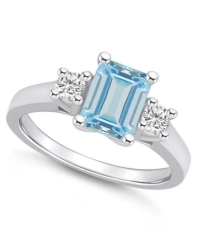 Macy's Aquamarine and Diamond Ring (1-3/8 ct.t.w 1/4 ct.t.w) 14K White Gold