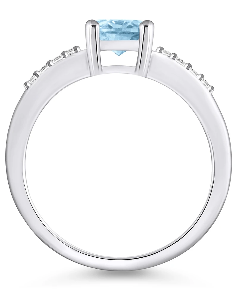 Macy's Aquamarine and Diamond Ring (1- 1/7 ct.t.w 1/8 ct.t.w) 14K Gold