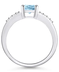 Macy's Aquamarine and Diamond Ring (1- 1/7 ct.t.w 1/8 ct.t.w) 14K Gold