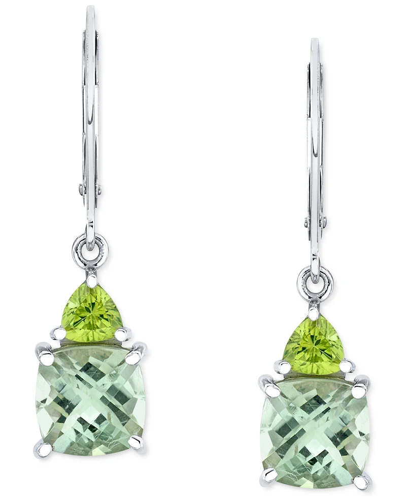 Green Quartz (3 ct. t.w.) & Peridot (3/4 ct. t.w.) Leverback Drop Earrings in Sterling Silver