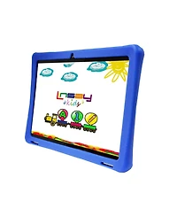 Linsay New 10.1" Funny Kids Tablet Octa Core 128GB with Green Kids Defender Case and Back pack New Android 13