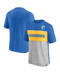 Men's Fanatics Powder Blue, Heathered Gray Los Angeles Chargers Throwback Colorblock T-shirt
