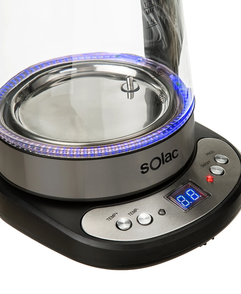 Solac Aroa Premium Cordless Glass Electric Brew Kettle with Adjustable Temperature