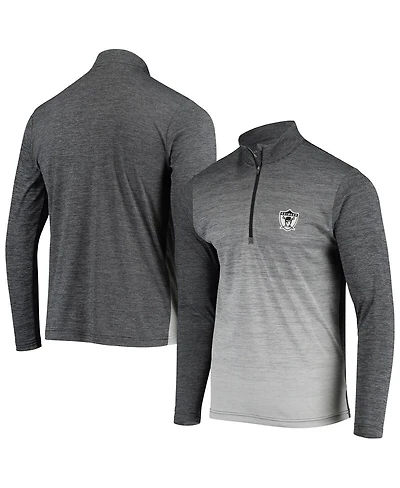Men's Antigua Black, Heathered Gray Las Vegas Raiders Throwback Cycle Quarter-Zip Jacket