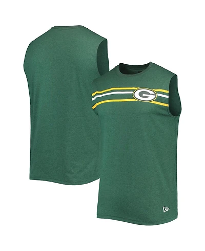 Men's New Era Green Green Bay Packers Brushed Sleeveless Tank Top