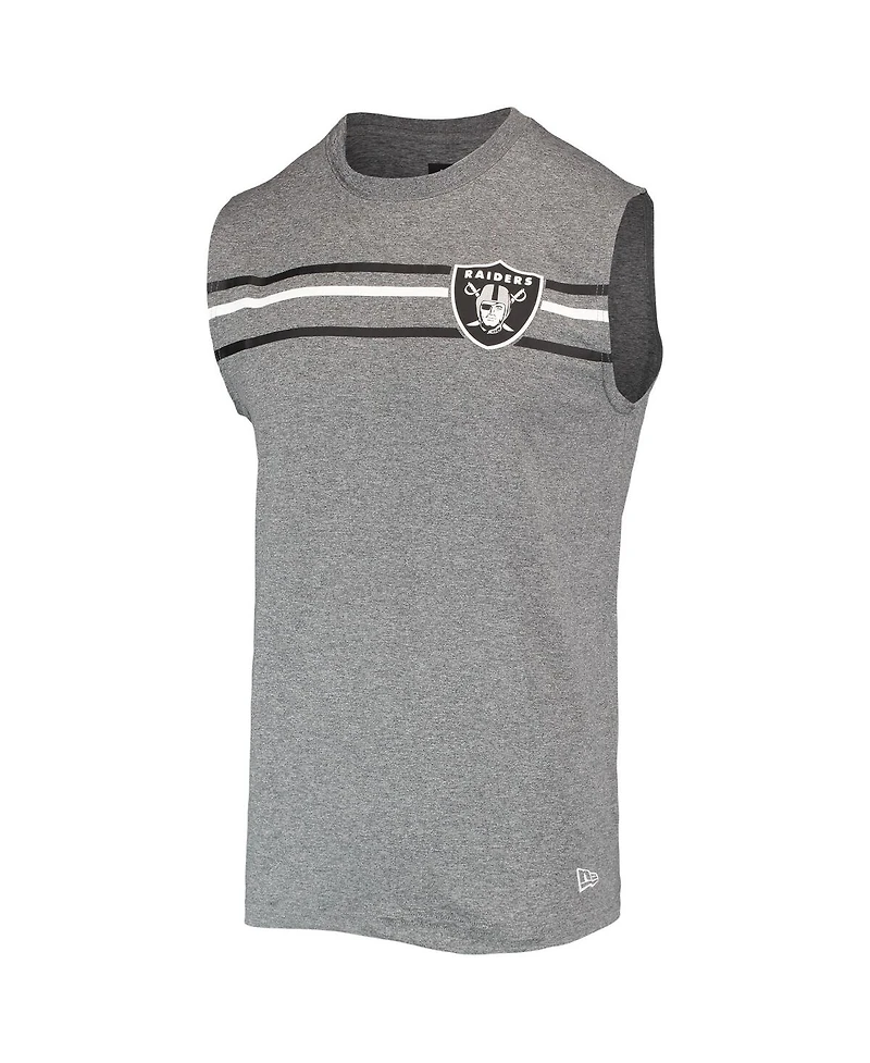 Men's New Era Heathered Gray Las Vegas Raiders Brushed Sleeveless Tank Top