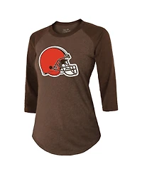 Women's Majestic Threads Deshaun Watson Brown Cleveland Browns Name & Number Raglan 3/4 Sleeve T-shirt