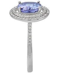 Tanzanite (1-1/4 ct. t.w.) & Diamond (1/4 ct. t.w.) Double Halo Oval Ring in 14k White Gold