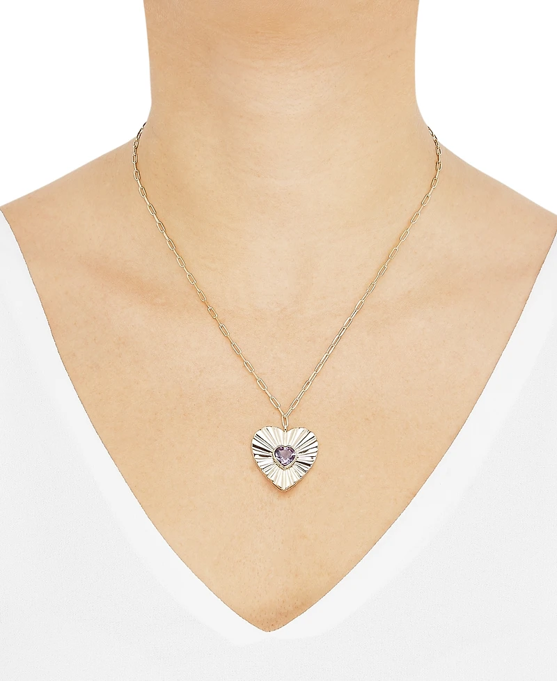 Amethyst (1-1/2ct.tw.) Heart Pendant 18" Necklace in 14k Gold-Plated Sterling Silver