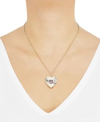 Amethyst (1-1/2ct.tw.) Heart Pendant 18" Necklace in 14k Gold-Plated Sterling Silver