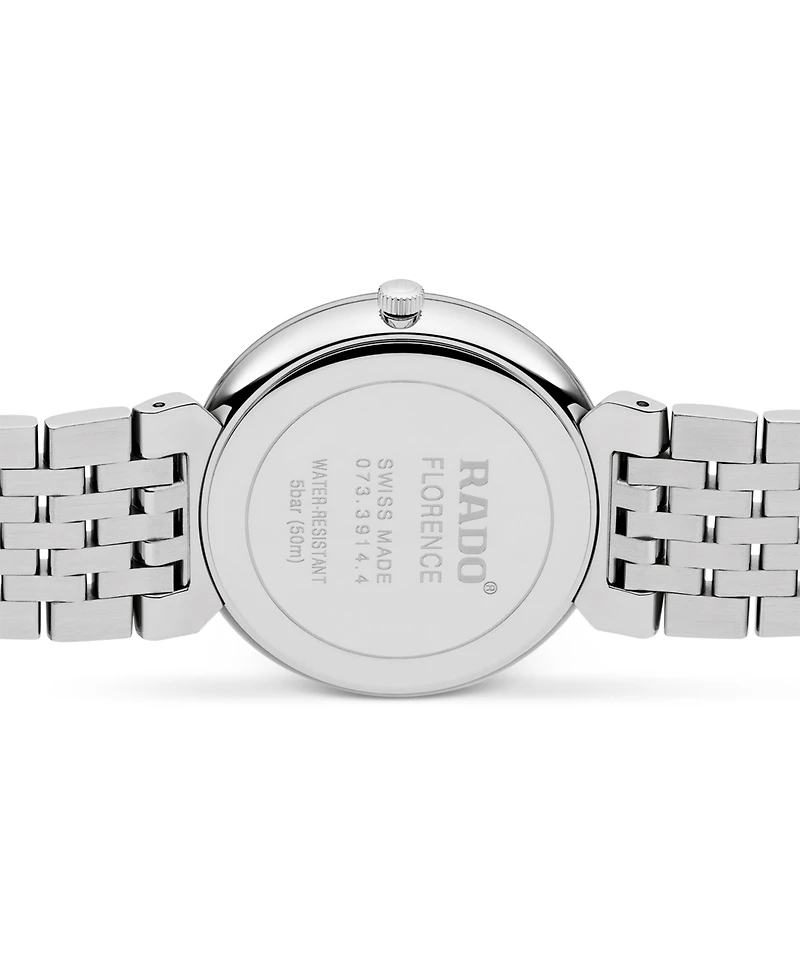 Rado Women's Swiss Florence Classic Diamond Accent Stainless Steel Bracelet Watch 38mm
