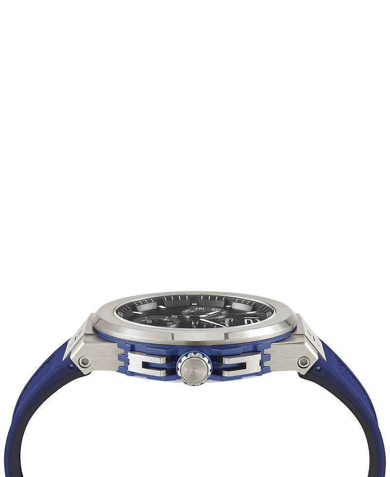 Salvatore Ferragamo Men's Swiss Chronograph F-80 Blue Silicone Strap Watch 44mm
