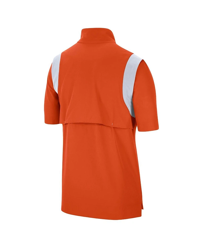 Men's Nike Orange Clemson Tigers Coach Short Sleeve Quarter-Zip Jacket