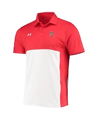 Men's Under Armour Red, White Texas Tech Red Raiders 2022 Blocked Coaches Performance Polo Shirt