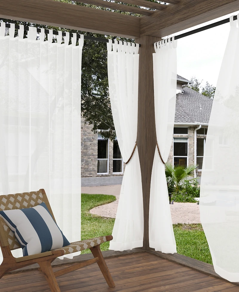 Amina Open Weave Indoor/Outdoor Sheer Tab Top Curtain Panel