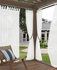 Amina Open Weave Indoor/Outdoor Sheer Tab Top Curtain Panel