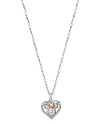 Disney Cubic Zirconia Minnie Mouse Pendant Necklace in Sterling Silver & 18K Rose Gold-Plate, 16" + 2" extender