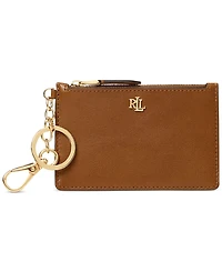 Lauren Ralph Full-Grain Leather Key-Ring Small Zip Card Case