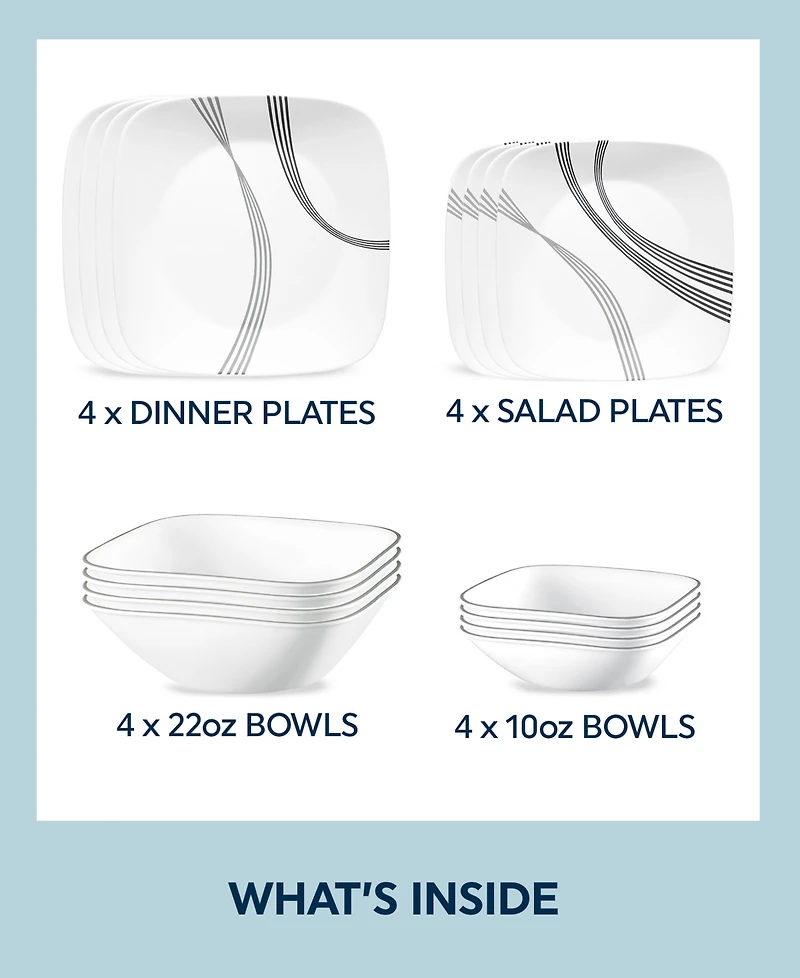 Corelle Urban Arc 16 Pc. Dinnerware Set, Service for 4