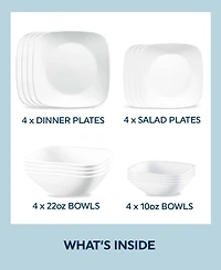 Corelle Vivid White 16 Pc. Dinnerware Set, Service for 4