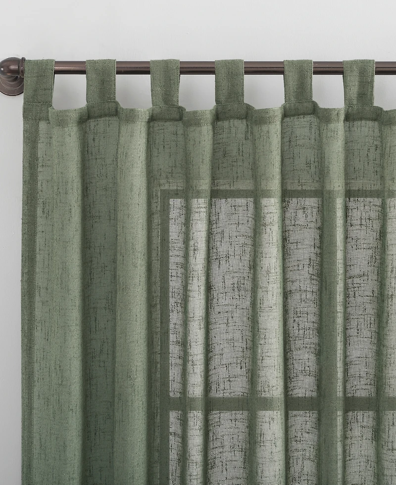 Burlap Weave Linen Blend Tab Top Curtain