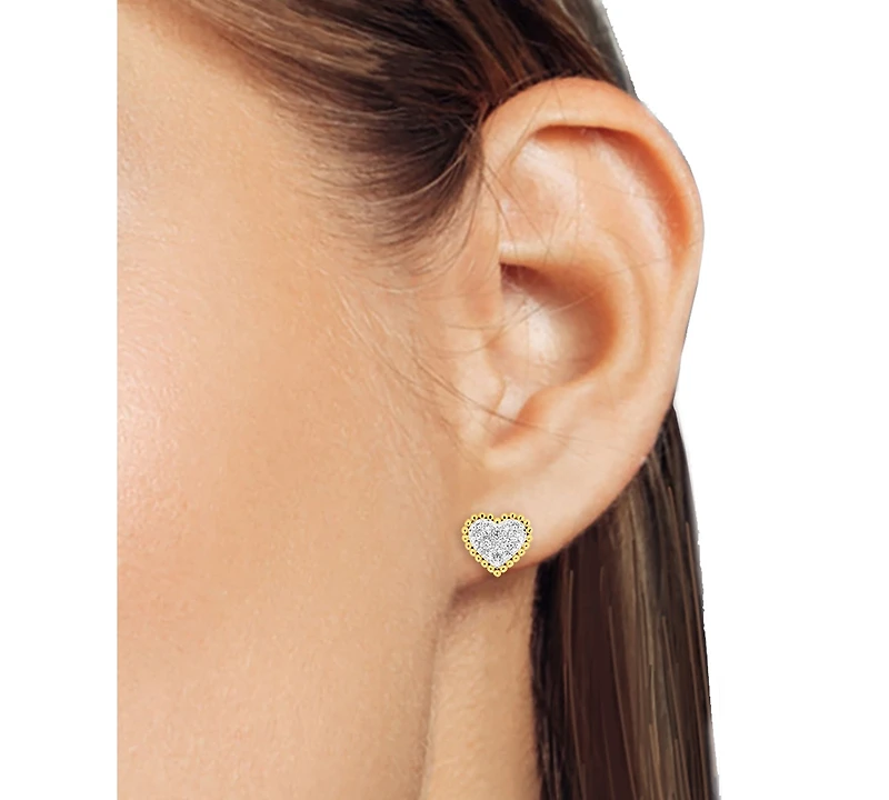 Forever Grown Diamonds Lab-Created Diamond Heart Cluster Bead Frame Stud Earrings (1/4 ct. t.w.) in 14k Gold-Plated Sterling Silver