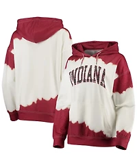 Women's Gameday Couture White, Crimson Indiana Hoosiers For the Fun Double Dip-Dyed Pullover Hoodie