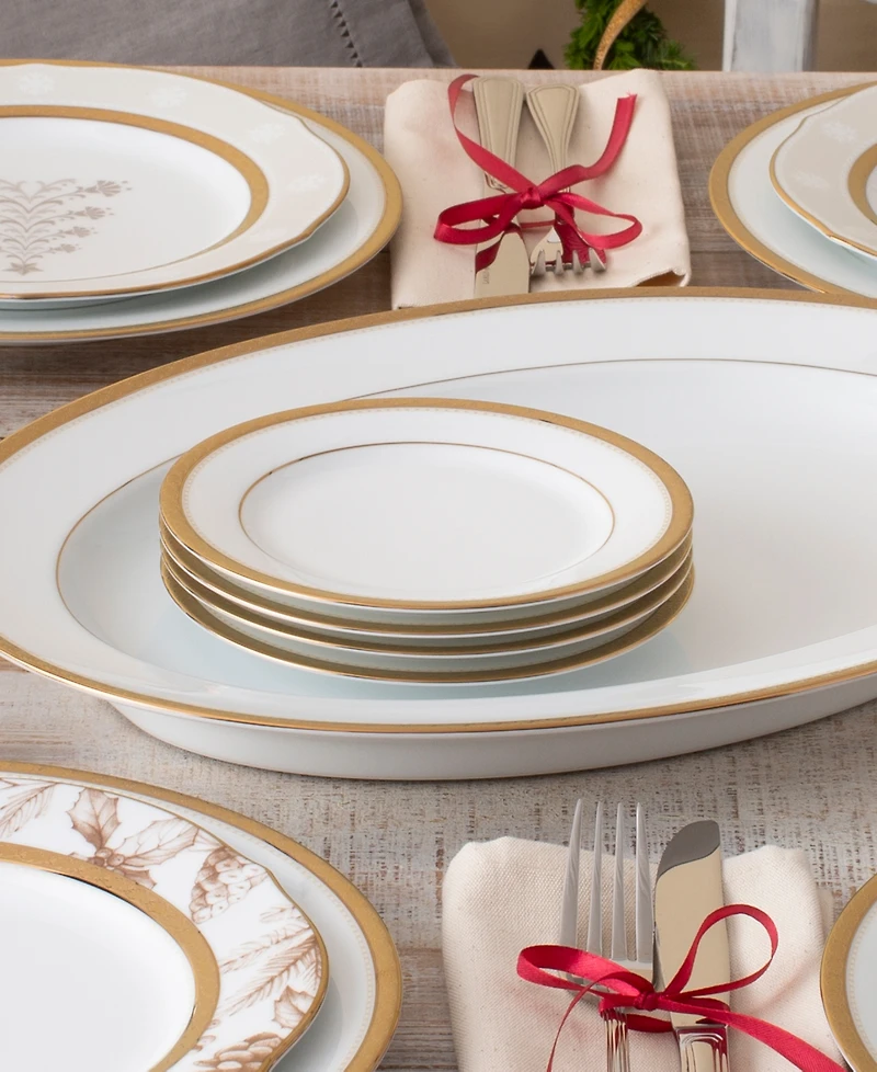 Noritake Charlotta Platinum 4 Piece Bread Butter and Appetizer Plates Set, Service for