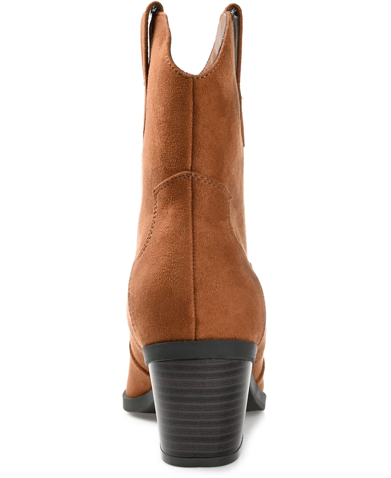 Journee Collection Women's Becker Western Block Heel Booties