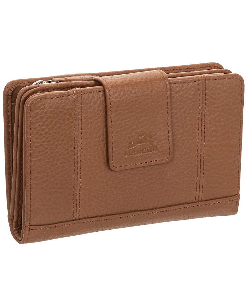 Mancini Women's Pebbled Collection Rfid Secure Clutch Wallet