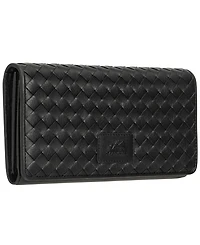 Mancini Women's Basket Weave Collection Rfid Secure Trifold Wallet