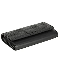 Mancini Women's Basket Weave Collection Rfid Secure Quadruple Fold Wallet