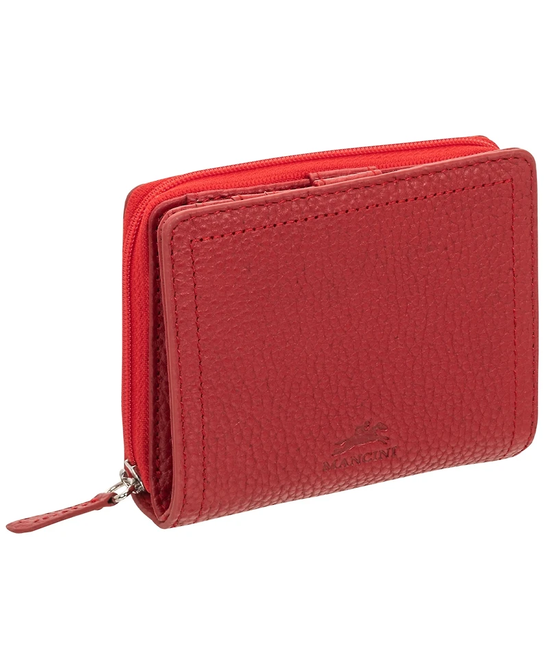 Mancini Women's Pebbled Collection Rfid Secure Mini Clutch Wallet