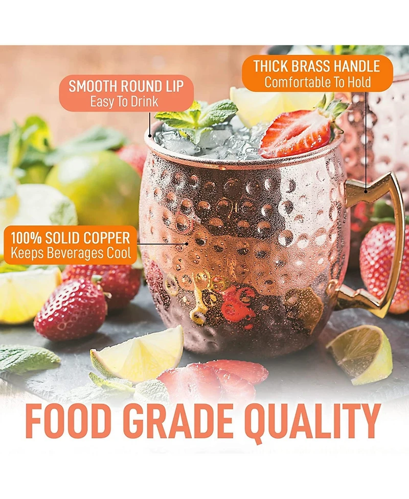 Zulay Kitchen Copper Mugs Moscow Mule Set Of 4 - 16oz