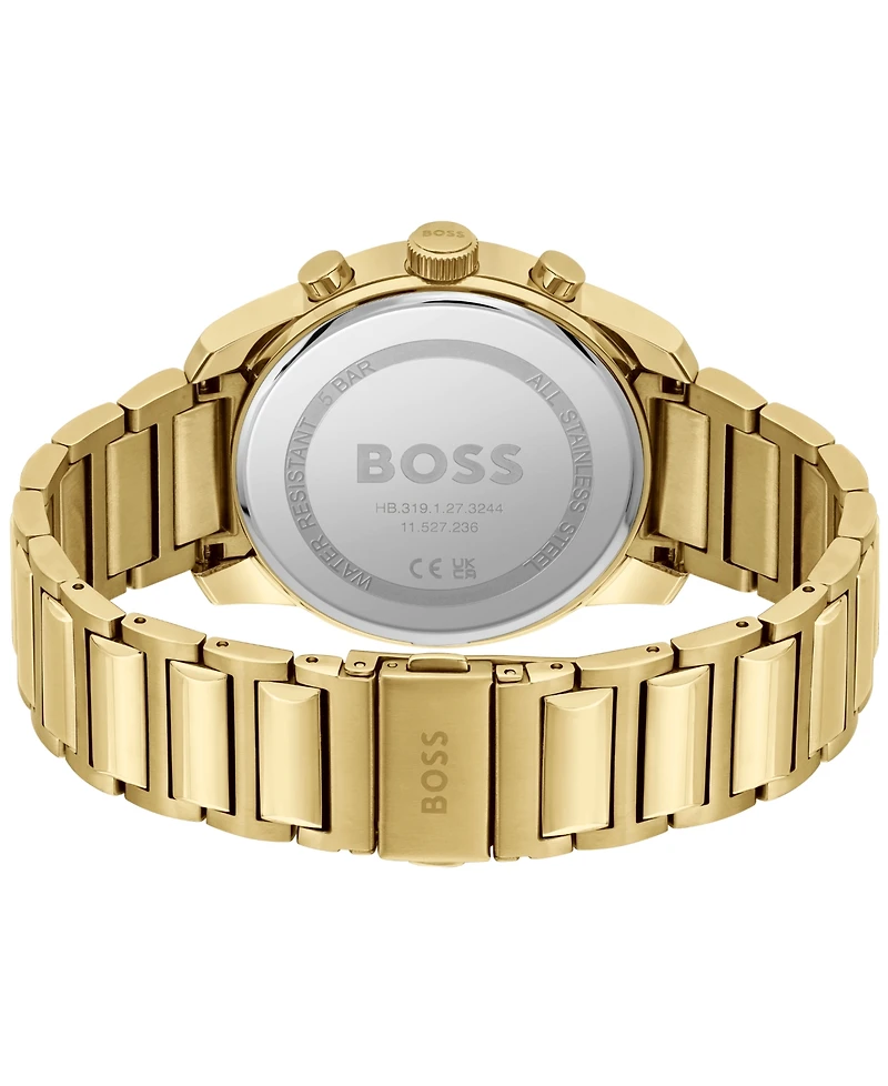 Hugo Boss Men's Trace Ionic Thin Gold-Tone 1 Steel Bracelet Watch, 44mm