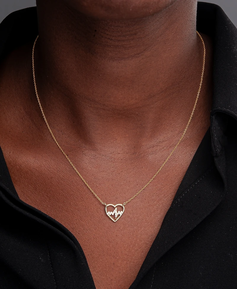 Wrapped Diamond Heartbeat Pendant Necklace (1/10 ct. t.w.) in 10k Gold, 17" + 1" extender, Created by Macy's