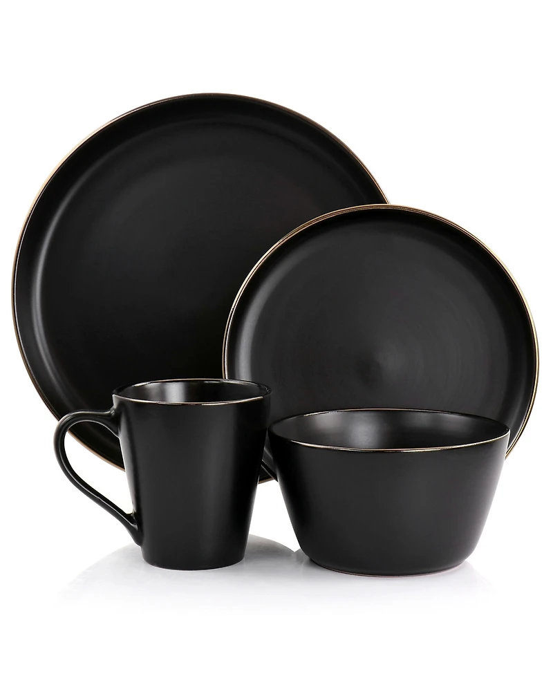 Elama Mateo Gold-Tone 16 Pc. Dinnerware Set, Service for 4