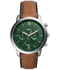 Fossil Men's Neutra Chronograph Brown Leather Strap Watch, 44mm