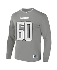 Men's Nfl X Staple Gray Las Vegas Raiders Core Long Sleeve Jersey Style T-shirt