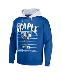 Men's Nfl X Staple Blue Indianapolis Colts Oversized Gridiron Vintage-Like Wash Pullover Hoodie