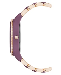 Anne Klein Women's Three-Hand Quartz Rose Gold-Tone and Purple Solar Oceanwork Plastic Bracelet Watch, 38.5mm