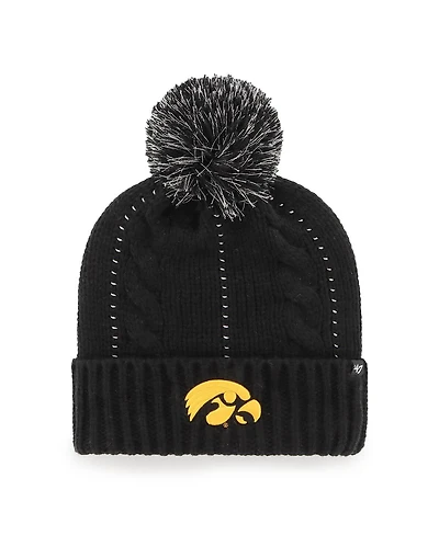 Women's '47 Black Iowa Hawkeyes Bauble Cuffed Knit Hat with Pom