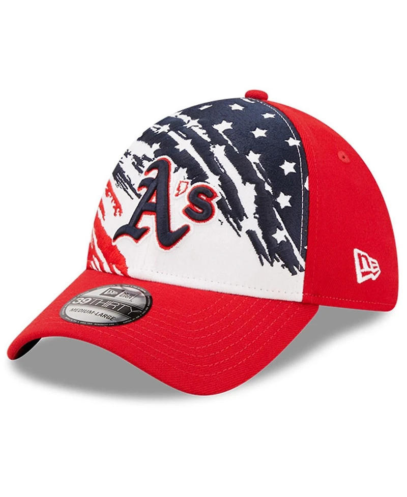 Men's New Era Red Oakland Athletics 2022 4th of July 39THIRTY Flex Hat