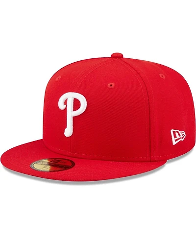 Men's New Era Red Philadelphia Phillies Logo White 59FIFTY Fitted Hat