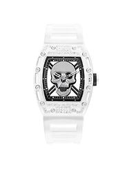 Ed Hardy Men's Matte White Plastic Strap Watch 42mm
