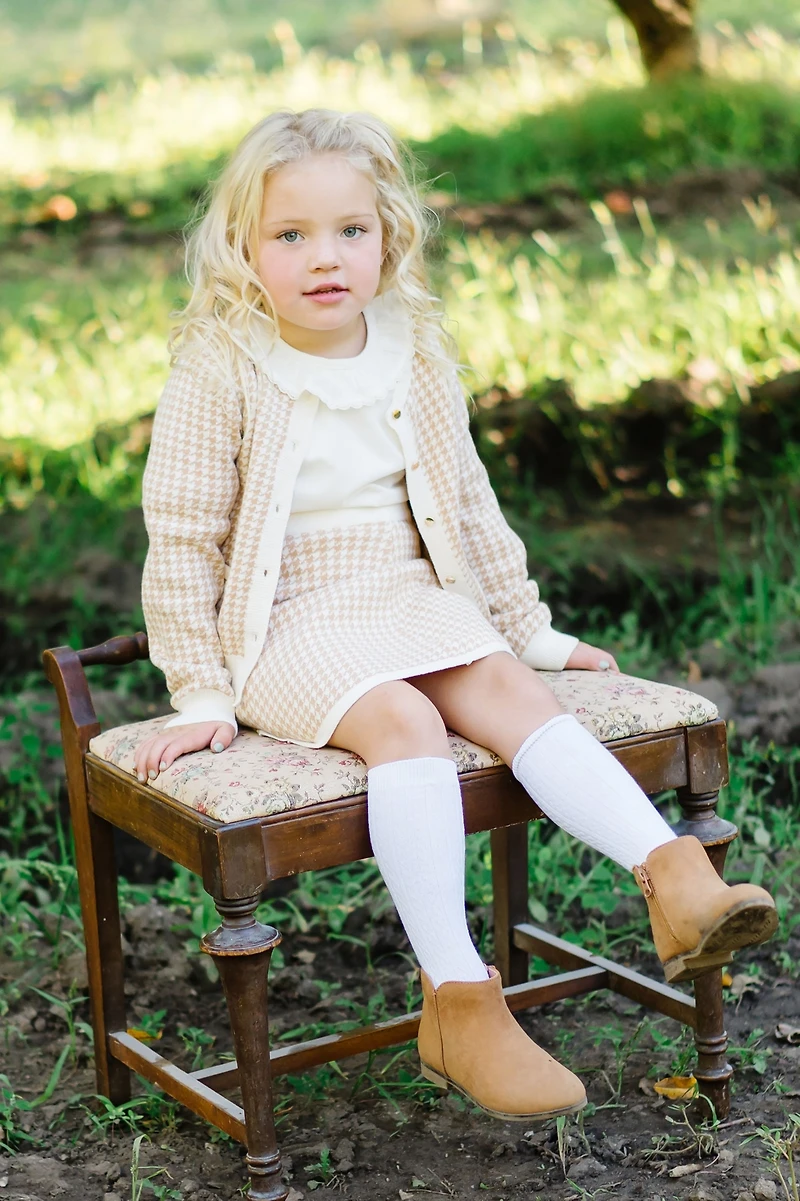 Hope & Henry Girls Organic Cotton Houndstooth Pull-On Sweater Skirt