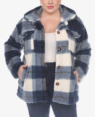 White Mark Plus Plaid Shacket Jacket