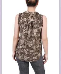 Ny Collection Petite Sleeveless Jacquard Y-neck Top